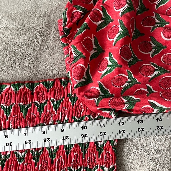 Mon Coco 100% Cotton Smocked Floral Mini dress  with Puffed Sleeves Extra Small - Picture 14 of 16